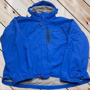 MARMOT Men’s Large Blue Hooded Rain Jacket